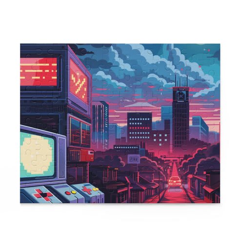 0s Pixel Game Puzzle with vibrant 80s video game pixel art design
