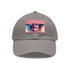 White cotton baseball hat with watercolor neon colors, rectangle patch.