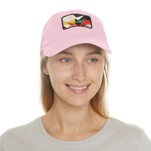 GeoCool Abstract Shapes Baseball Cap White Light Brown Patch Rectangle Unisex