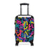 Neon graffiti small black suitcase with urban city pattern for travel.