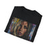 Charcoal cotton T-shirt with Jennifer Aniston portrait smooth crew neck design