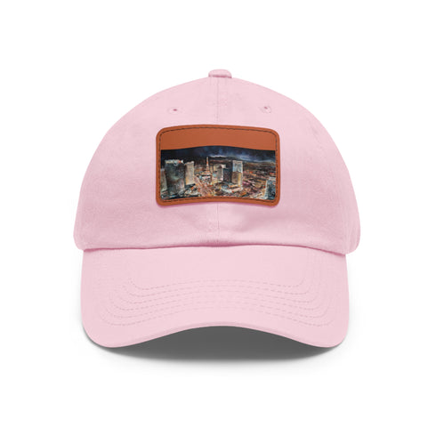 Neon Nights Vegas Baseball Cap with Light Brown patch and Rectangle shape