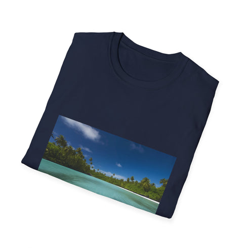 Charcoal cotton T-shirt with Aitutaki Paradise graphic in regular fit