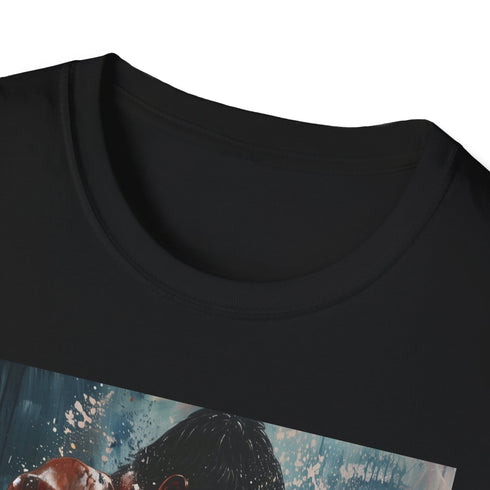 Boxer painting charcoal t-shirt for men and women.