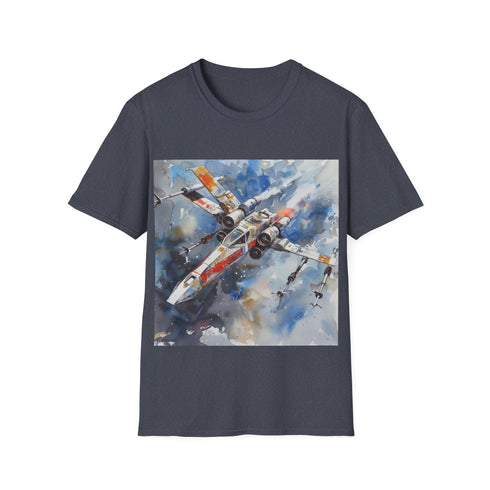 Galactic XWing Adventure Tee in Charcoal Cotton Crew Neck.