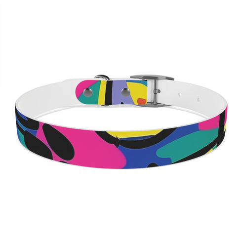 Neon graffiti dog collar in black onyx, M size, urban chic.