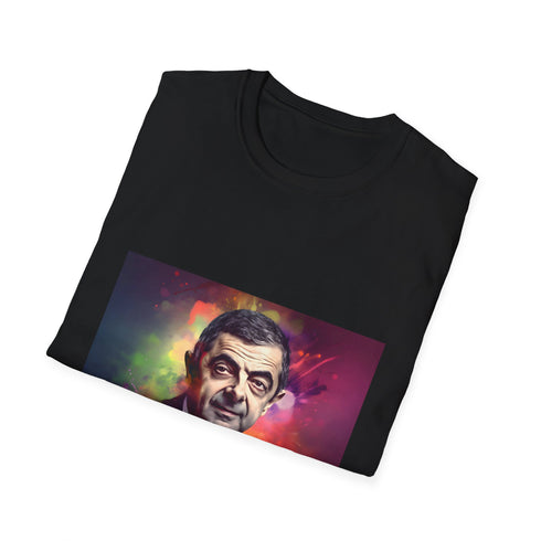 Vibrant cotton crew neck T-shirt with neon watercolor comic genius design