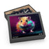 Vibrant neon hamster watercolor jigsaw puzzle for animal lovers.