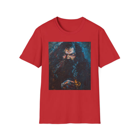 Charcoal cotton T-shirt featuring vibrant Rubeus Hagrid portrait design