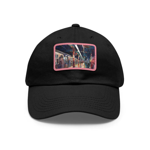 New York City Subway Sunset Watercolor Baseball Cap White Rectangle Variant