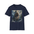 Charcoal cotton t-shirt with vibrant Megalodon painting crew neck regular fit