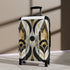 Abstract Deco Patterned Black Suitcase - Small Vintage Retro Travel Bag