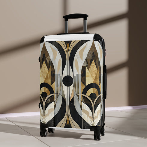Abstract Art Deco Black Suitcase with Unique Eye-Catching Designs