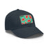 Watermelon Hawaiian print baseball cap in white with light brown patch.