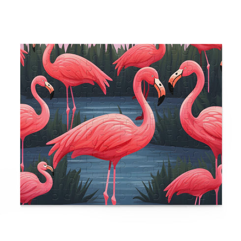 Vibrant pink flamingo jigsaw puzzle for bird and puzzle lovers.