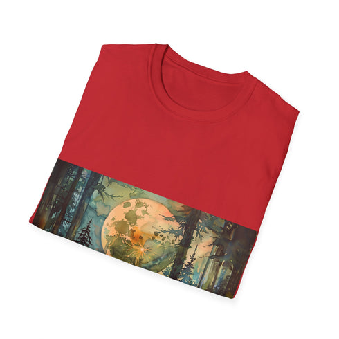 Galactic Adventure Tee: Endor Moon charcoal cotton crew neck shirt.
