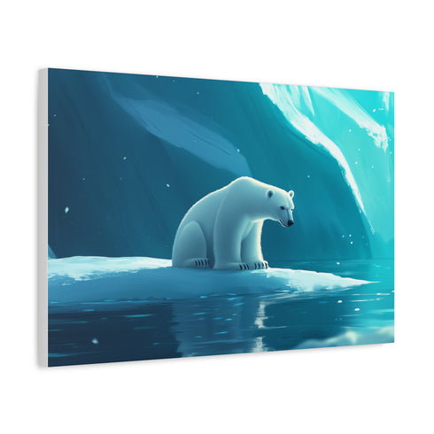 Arctic Polar Bear on Glacial Ice Floe — Canvas Wall Art — Side Profile & Stretched Corner Detail