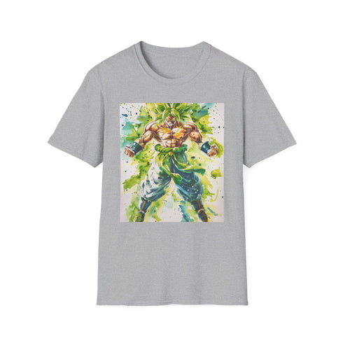 Charcoal cotton T-shirt with fierce Broly, Legendary Super Saiyan graphic