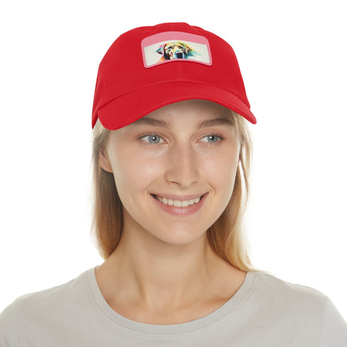 Labrador Love Embroidered White Baseball Cap with Light Brown Patch