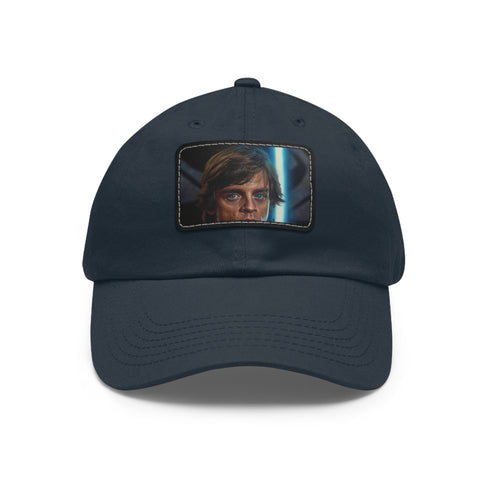 Galactic Jedi baseball cap in white with light brown patch.