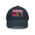 Neon watercolor baseball cap with light brown patch, rectangular shape.