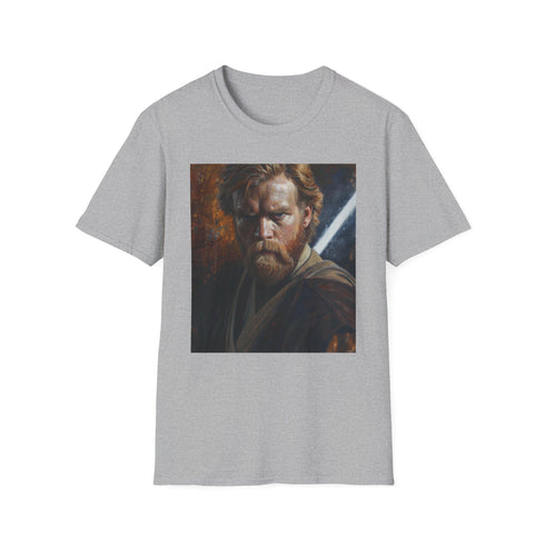 Charcoal crew neck cotton T-shirt with Obi-Wan Kenobi vibrant portrait design