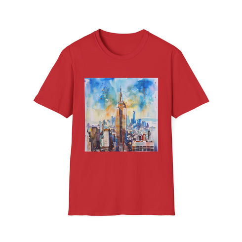 New York City skyline watercolor t-shirt, featuring the Empire State Building