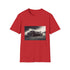 Charcoal crew neck cotton t-shirt with vibrant Bugatti race car graphic