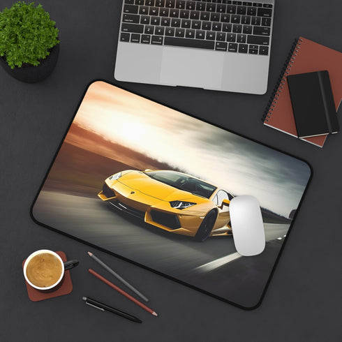 Lamborghini Speedster Desk Mat in sleek vibrant colors for workspace.