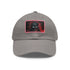 Dark side dominator baseball cap in white with light brown patch.