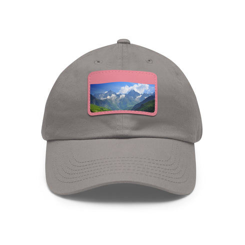 Stylish white cap with light brown patch inspired by French Alps.