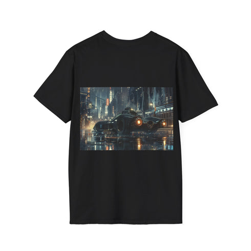 Charcoal cotton Batman tee with Gotham City and Batmobile graphic