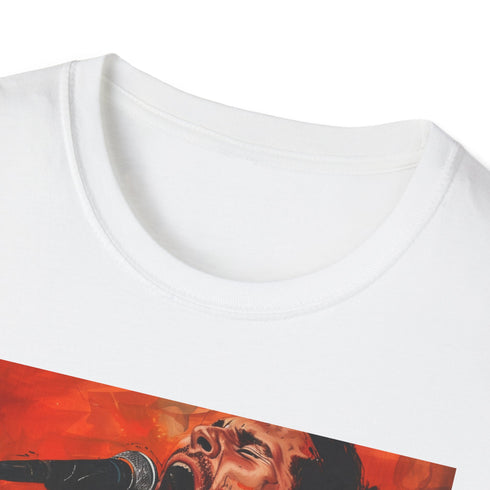 Maroon 5 portrait tee in charcoal, crew neck, regular fit.