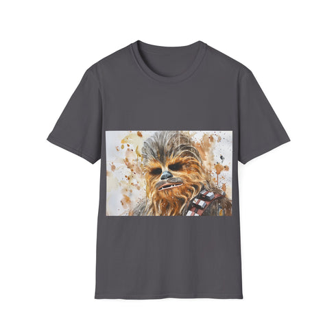 Chewbacca watercolor t-shirt, furry fashion, charcoal, crew neck, cotton.