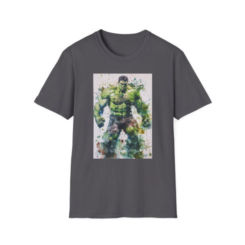 Charcoal cotton crew neck T-shirt featuring Hulk graphic for men and women