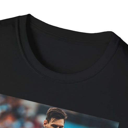 Charcoal cotton T-shirt with Lionel Messi Argentinian watercolor design