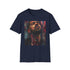 Charcoal crew neck T-shirt with vibrant Drake portrait painting