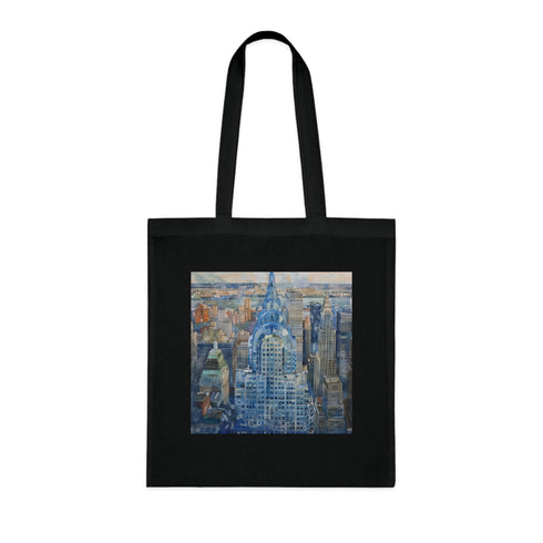 Art Deco Dreams Cotton Tote Bag Black Chrysler Building NYC