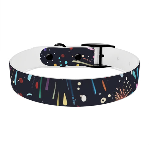 Vibrant Fireworks Dog Collar, Medium, Black Onyx, Festive Celebration Accessory