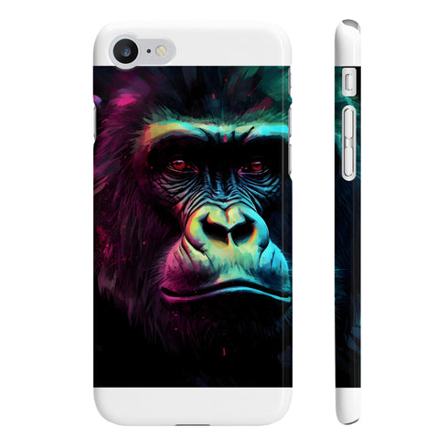 Vibrant watercolor gorilla phone case for iPhone 7/8 Plus, glossy finish.