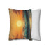 Golden Sunset Through Rolling Ocean Wave — 40×40 Cushion Cover — Sofa & Living Room Lifestyle View