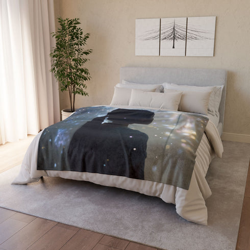 Infinity Mirror Reflecting Shooting Star Plush Fleece Throw Blanket
