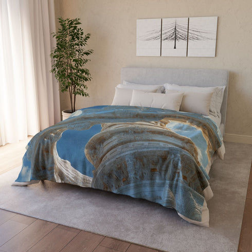 Sky Temple Rotating in Zero Gravity Plush Fleece Throw Blanket