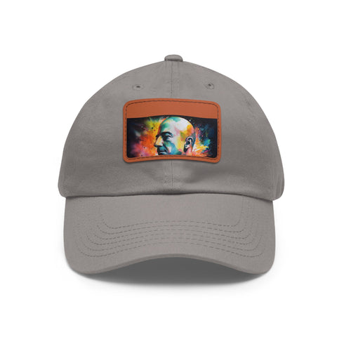 Neon watercolor Jeff Bezos cap with light brown patch, rectangle shape.