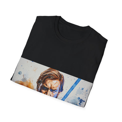 Iconic Obi Wan Blue Lightsaber Tee in Charcoal, Regular Fit Cotton T-Shirt