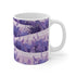 Lavender fields ceramic coffee mug with delicate floral pattern.