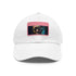 Neon watercolor baseball cap with light brown rectangle patch.