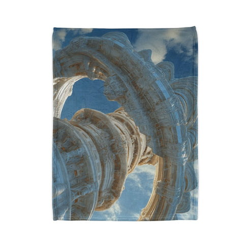Sky Temple Rotating in Zero Gravity Plush Fleece Throw Blanket