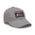 Neon watercolor splash baseball cap in white with light brown patch.