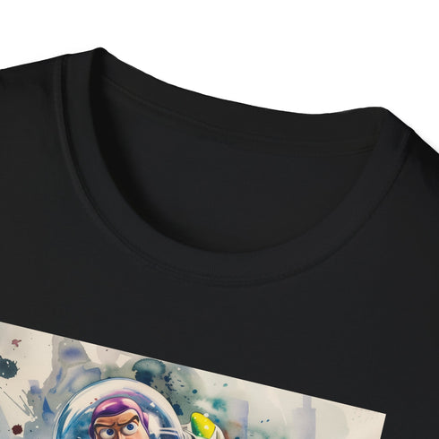 Charcoal cotton T-shirt featuring Buzz Lightyear graphics and crew neck design